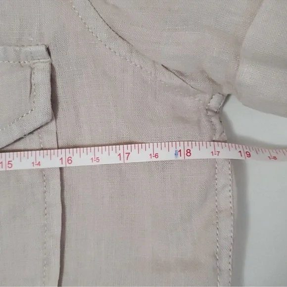 100% Linen Beige Short Sleeve Shirt - sz XS/S - Picture 10 of 11